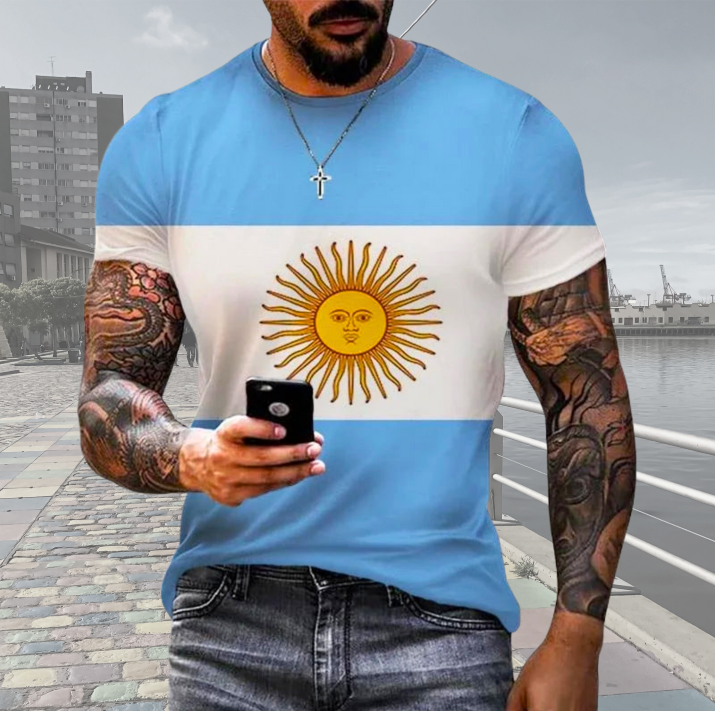 Argentina Printed T-Shirt – Fun, Casual Short Sleeve for Men | Streetwear Style