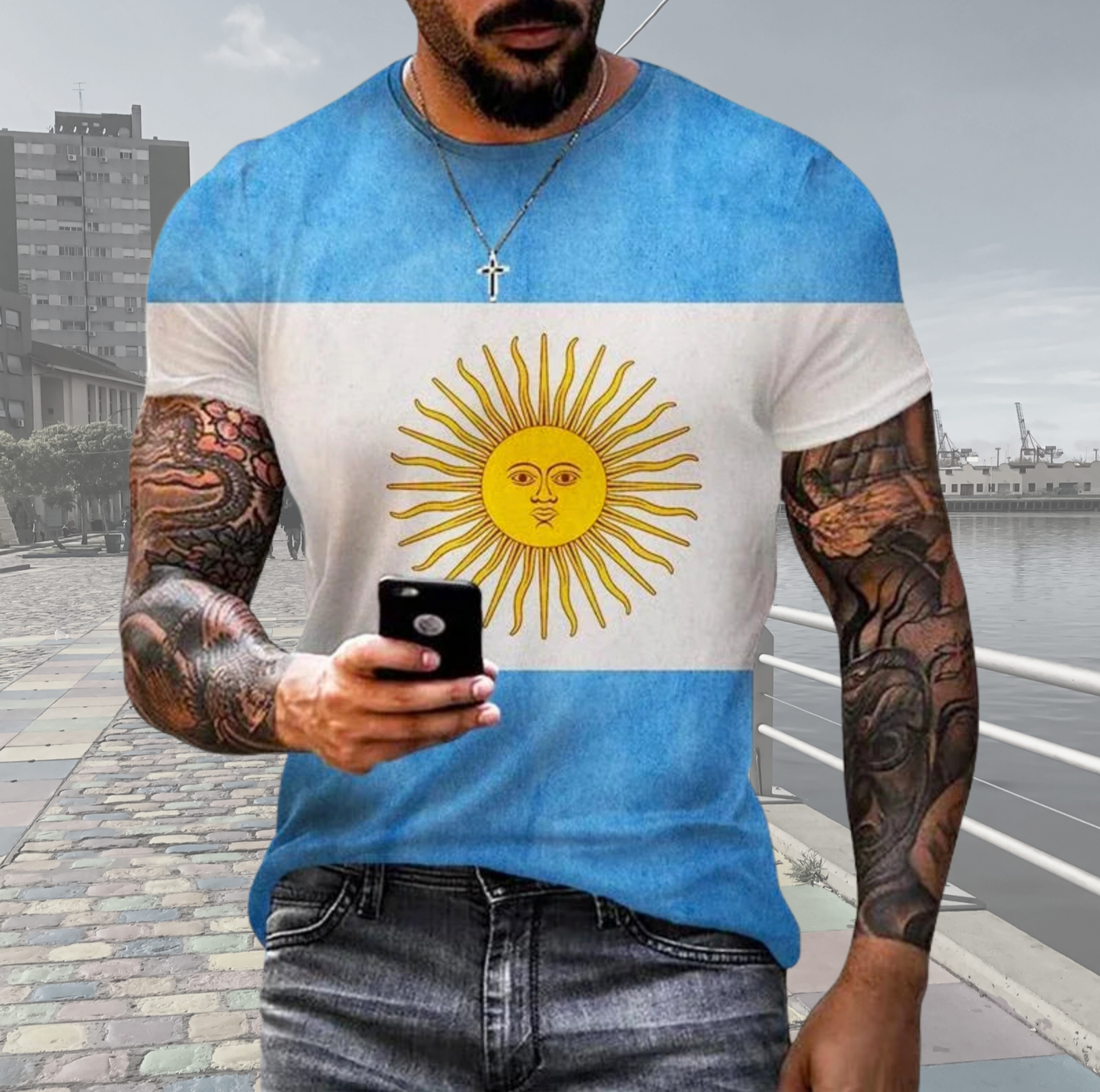 Argentina Printed T-Shirt – Fun, Casual Short Sleeve for Men | Streetwear Style