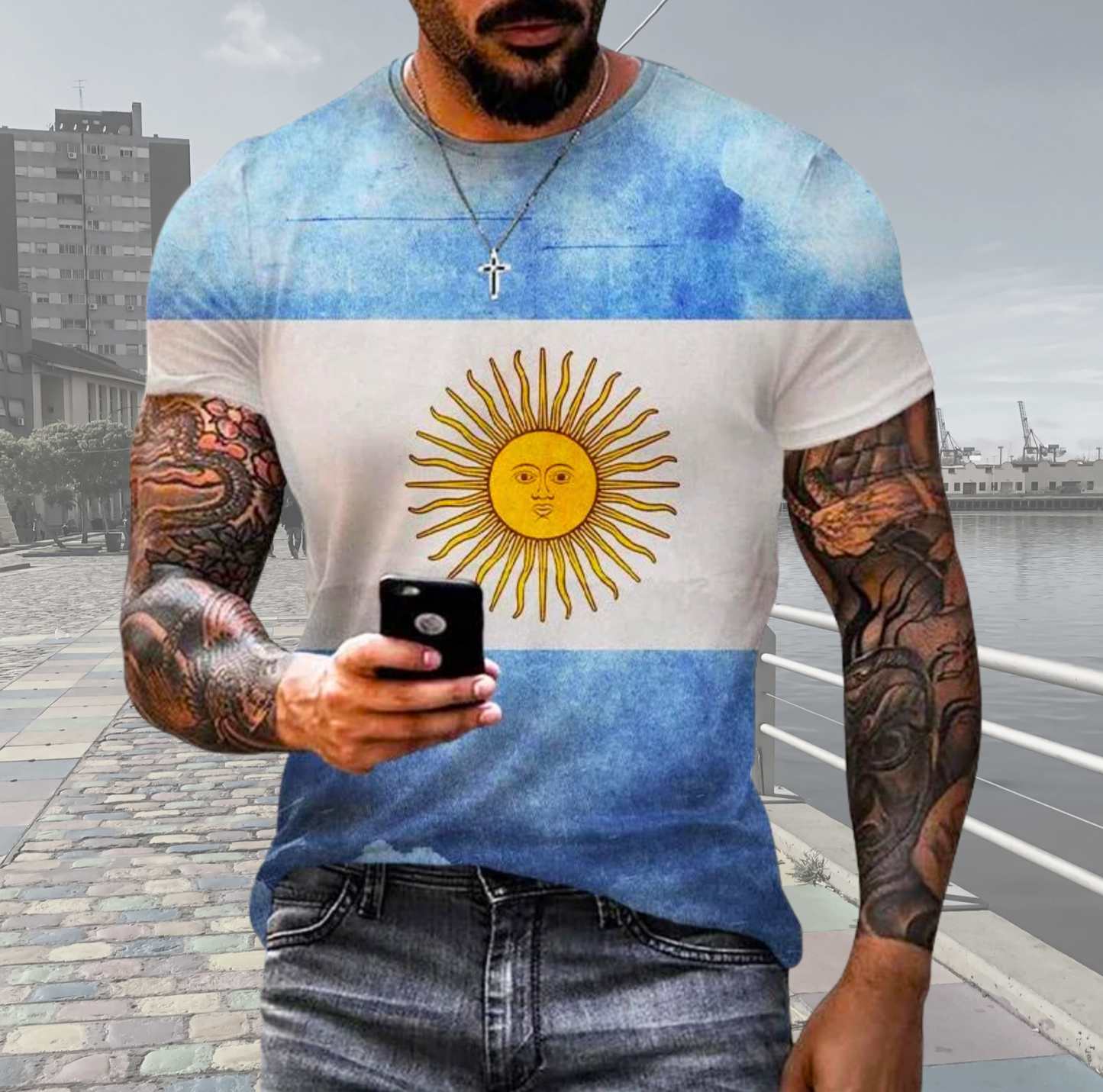 Argentina Printed T-Shirt – Fun, Casual Short Sleeve for Men | Streetwear Style