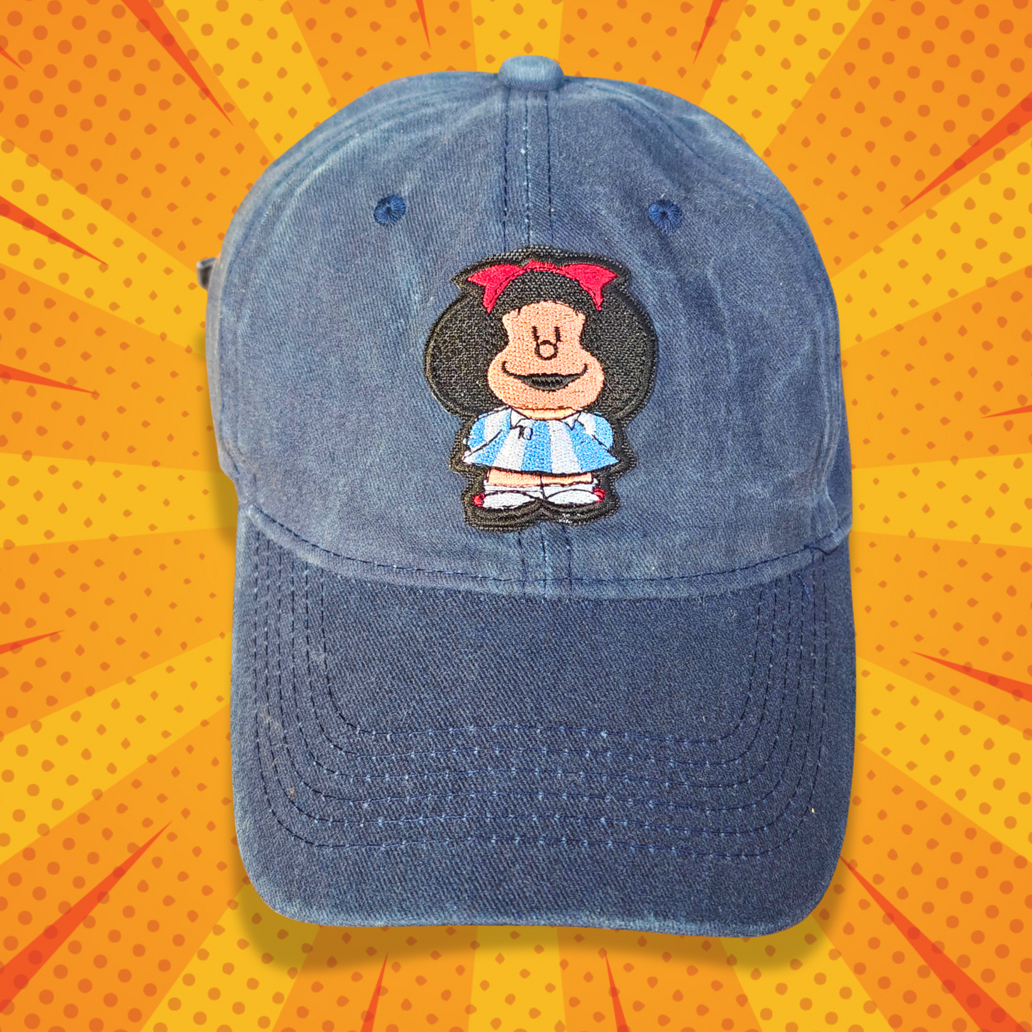 Mafalda Embroidered Vintage Navy Cap – Iconic Argentine Cartoon Character