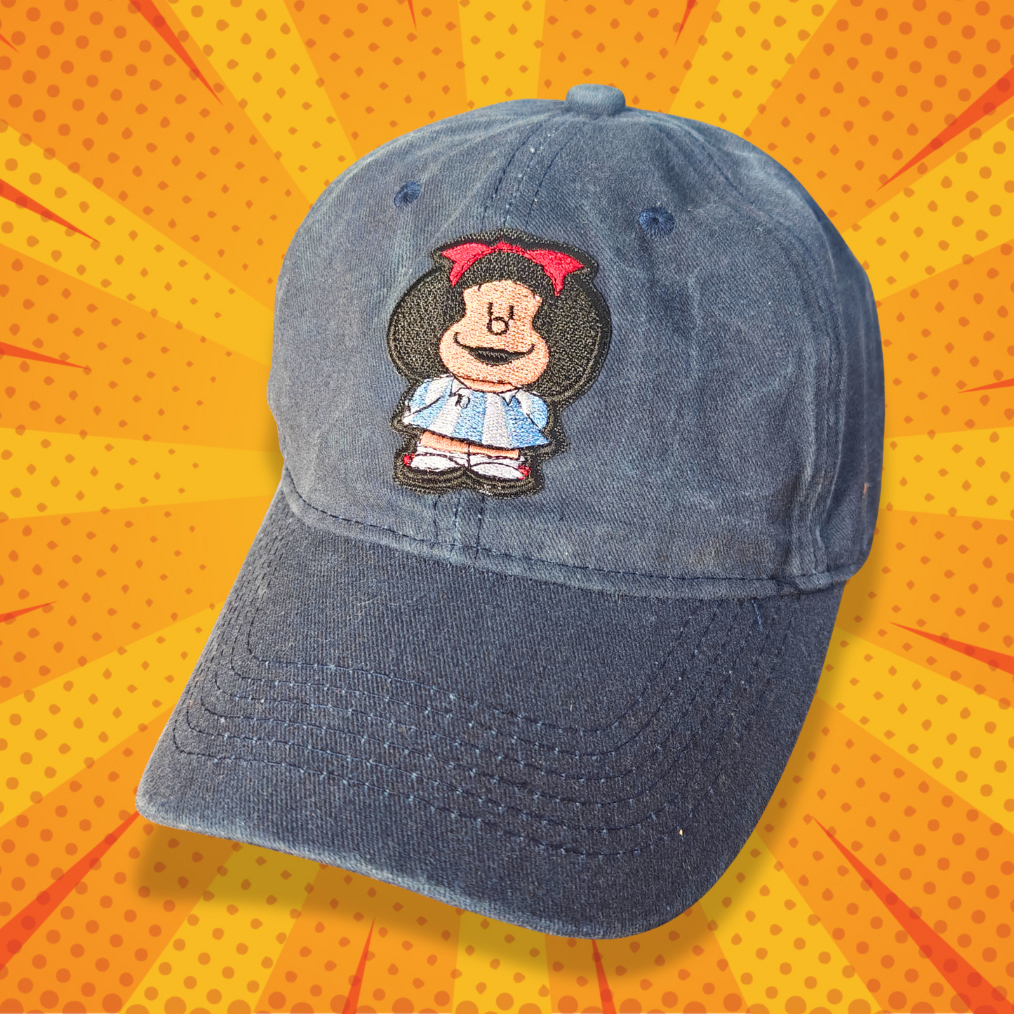 Mafalda Embroidered Vintage Navy Cap – Iconic Argentine Cartoon Character