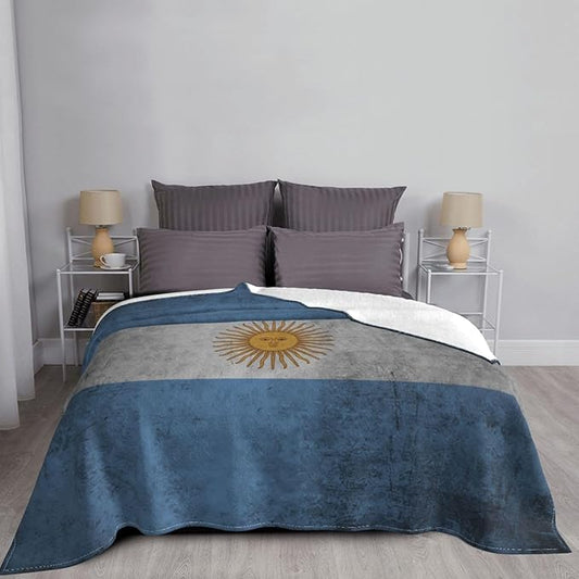 Argentina Vintage Flag Blanket – Soft Flannel Throw, All-Season, for Sofa, Bed & Living Room
