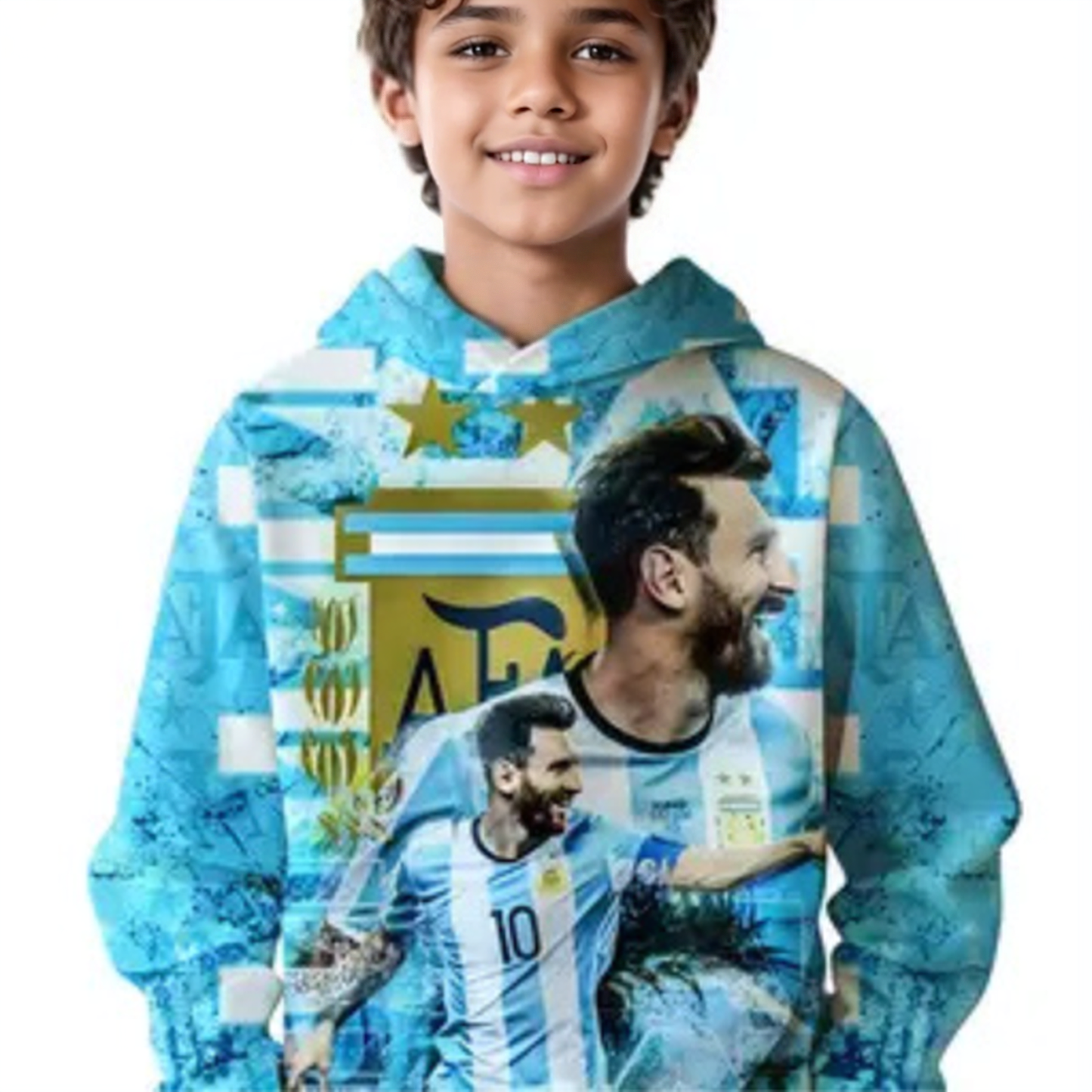 Qatar World Cup Messi Kids Hoodie – Argentina Football Legend, Soft & Comfortable Pull over