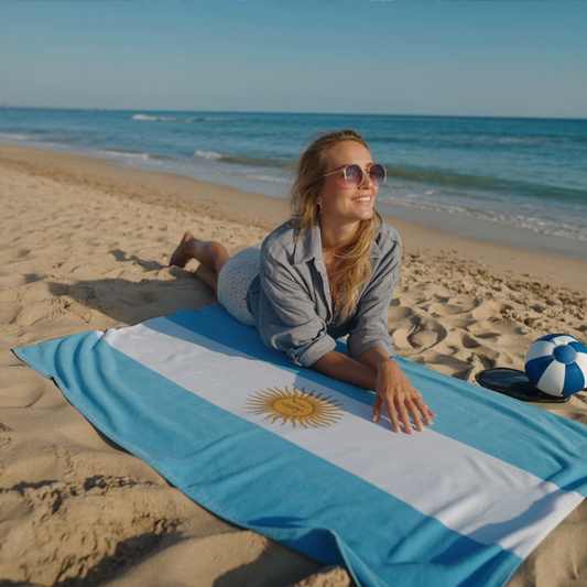 Argentina Flag Beach Towel – Soft, Quick-Dry, Lightweight, Adult Size (90 x 180 cm)