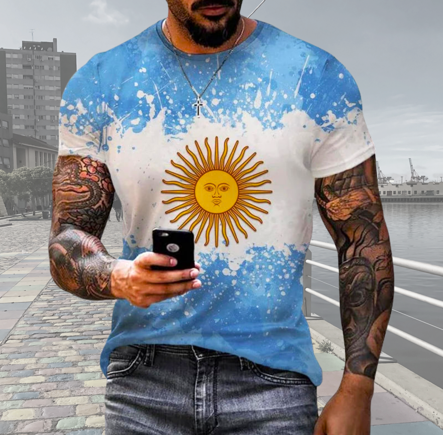 Argentina Printed T-Shirt – Fun, Casual Short Sleeve for Men | Streetwear Style