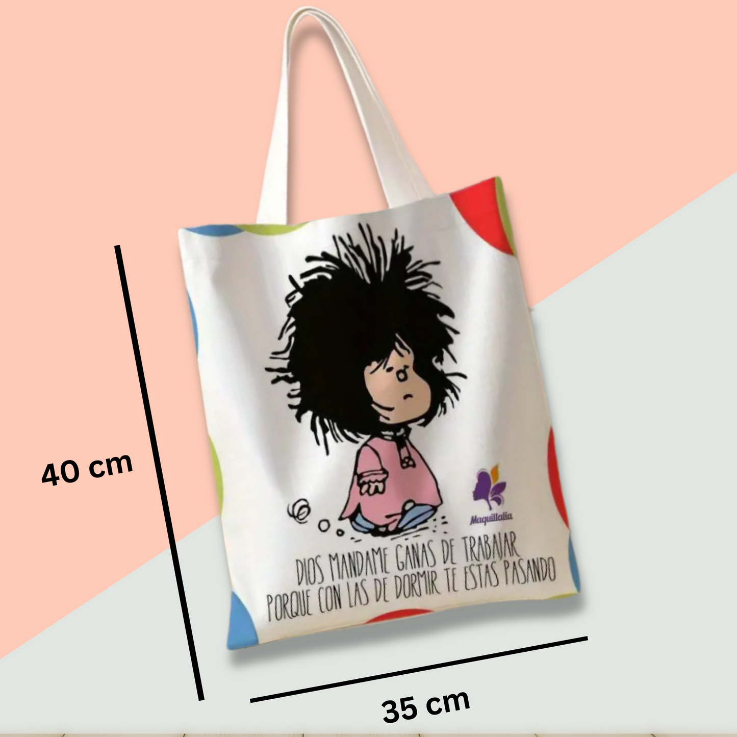 Mafalda Universe Tote Bag | Funny Comic Quote Reusable Shopping Bag