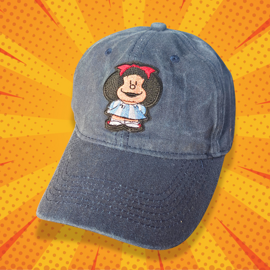 Mafalda Embroidered Vintage Navy Cap – Iconic Argentine Cartoon Character
