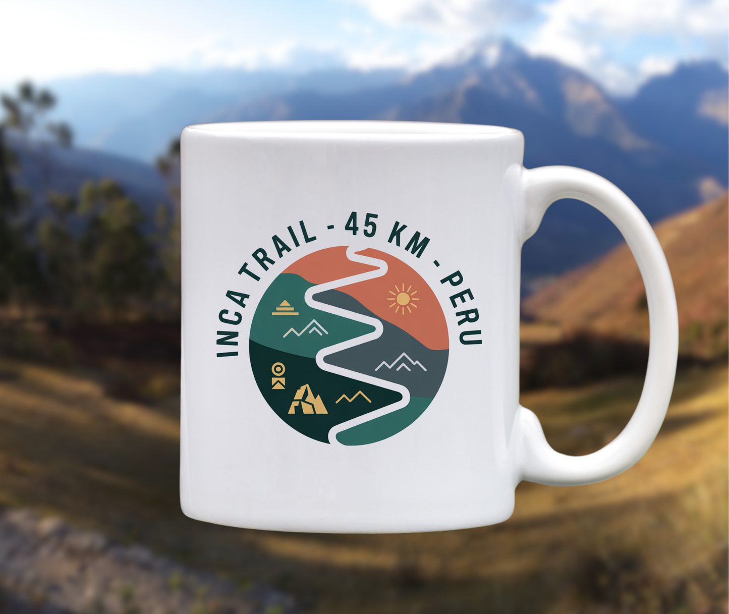 Inca Trail Ceramic Mug – White glossy mug – 11 oz