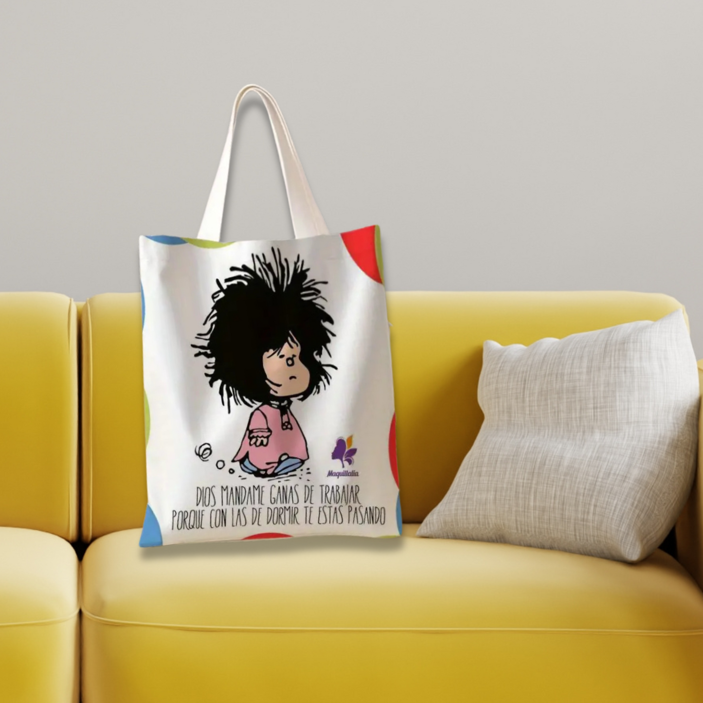 Mafalda Universe Tote Bag | Funny Comic Quote Reusable Shopping Bag