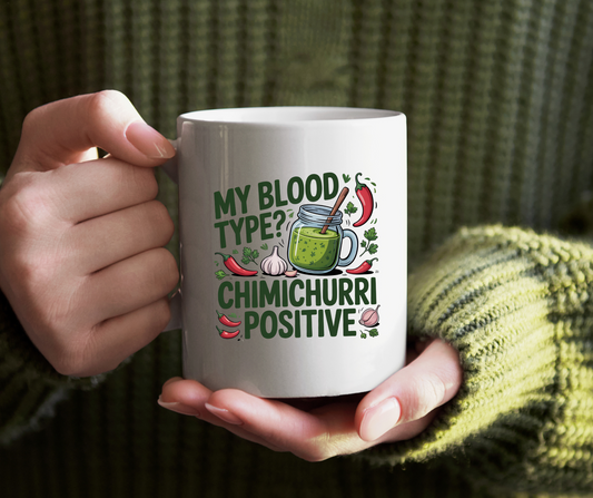 White glossy mug "My blood type?"