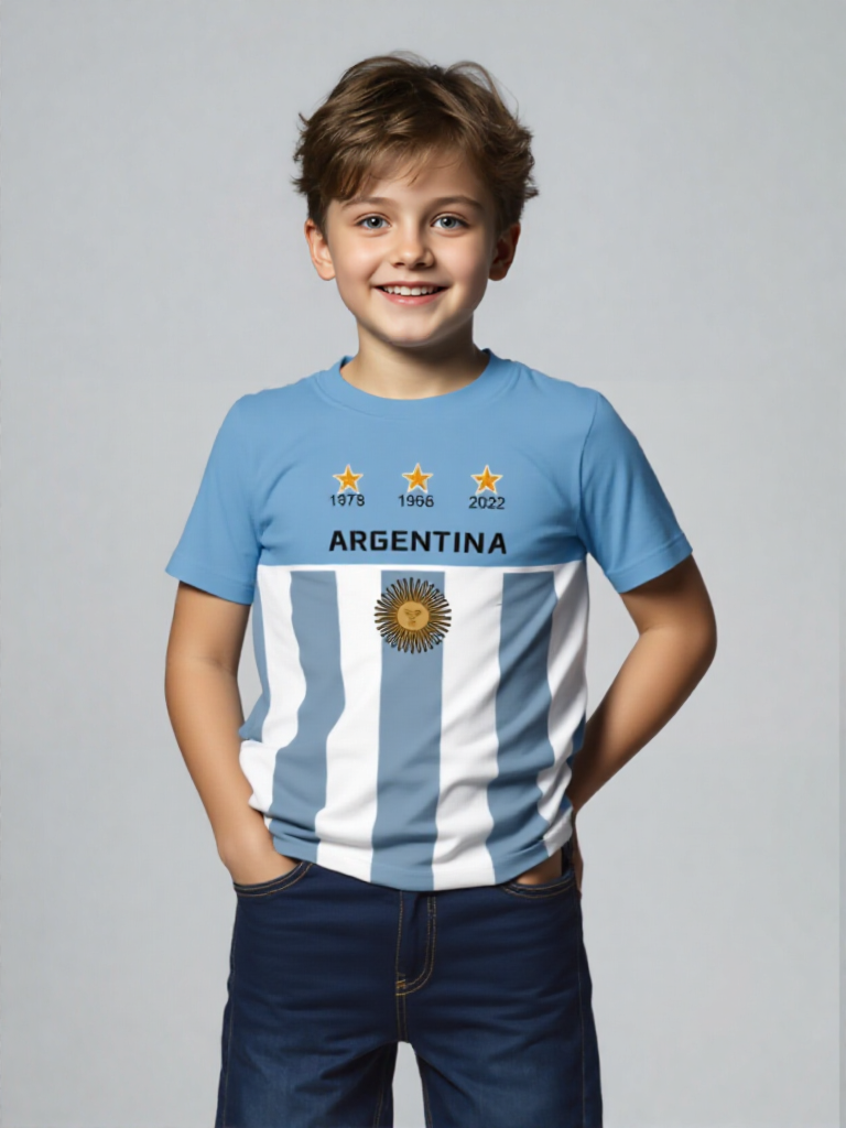Argentina-Inspired Sports T-Shirt - Boys – Lightweight Summer Activewear"