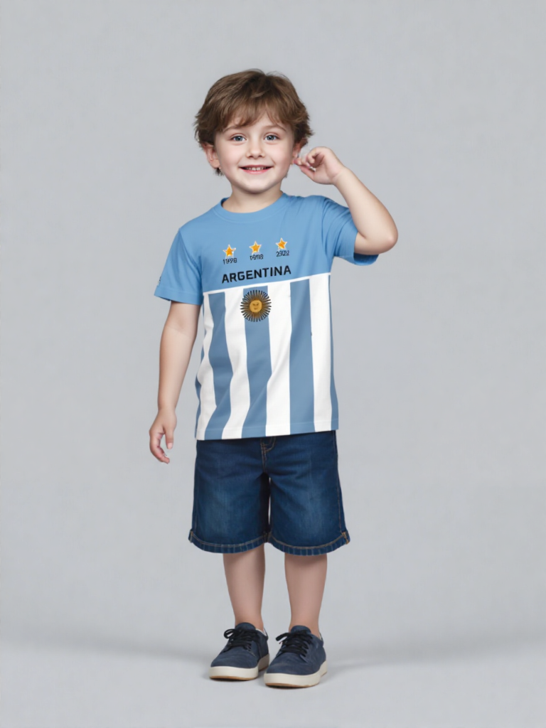 Argentina-Inspired Sports T-Shirt - Boys – Lightweight Summer Activewear"