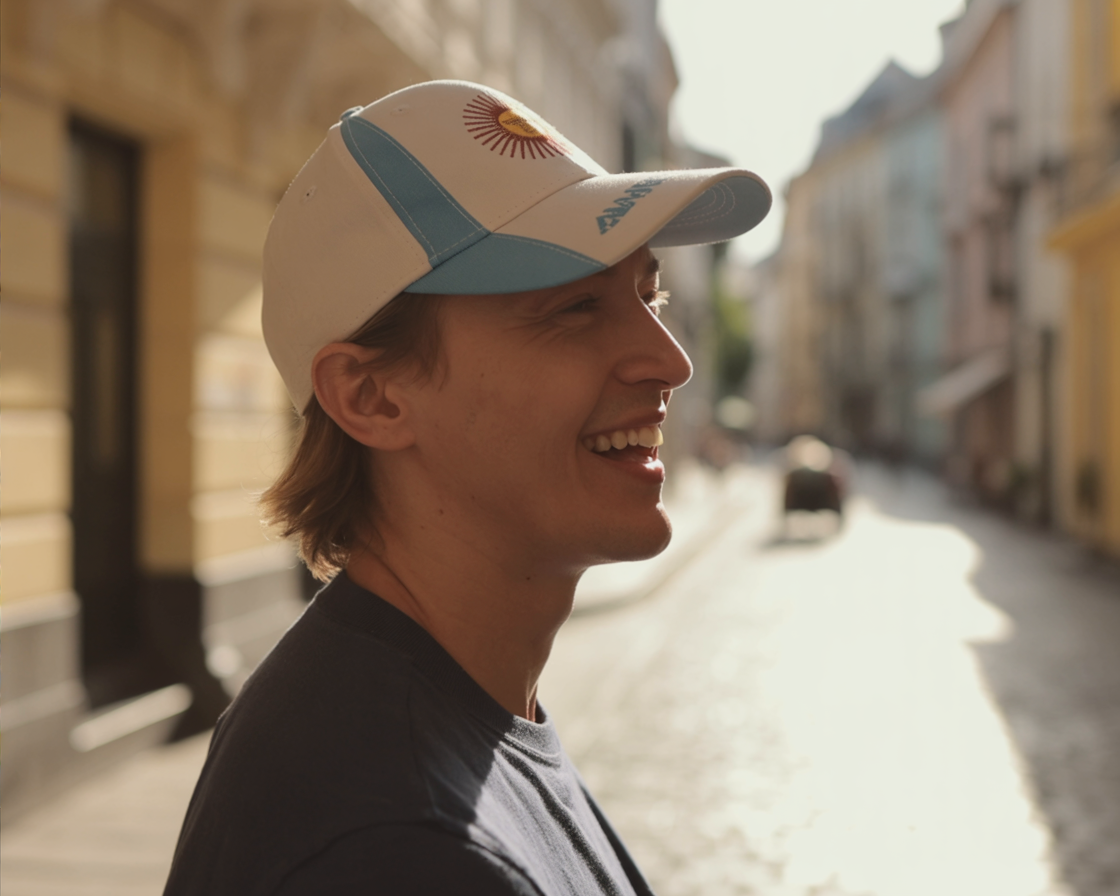 Argentina Cap — Celeste & White, Fully Embroidered (Premium Classic)