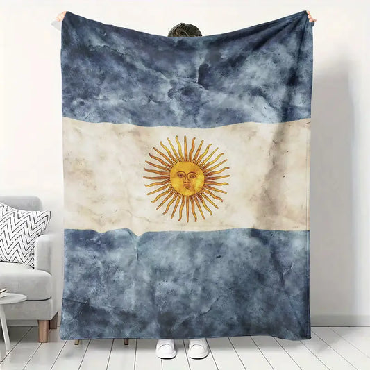 Argentina Vintage Flag Blanket – Soft Flannel Throw, All-Season, for Sofa, Bed & Living Room