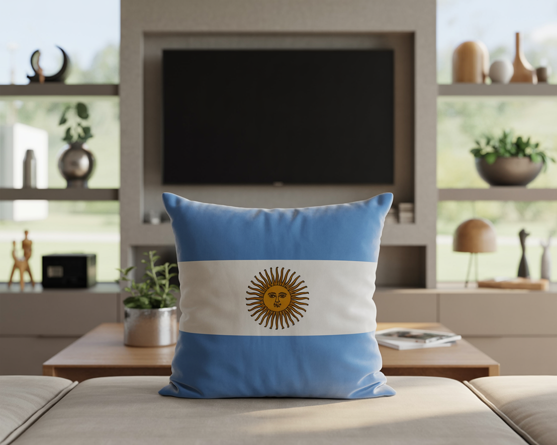 Argentina Flag Cushion 45×45 — Double-Sided Print, Soft Matte Microfibe
