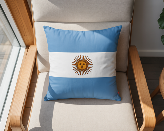 Argentina Flag Cushion 45×45 — Double-Sided Print, Soft Matte Microfibe