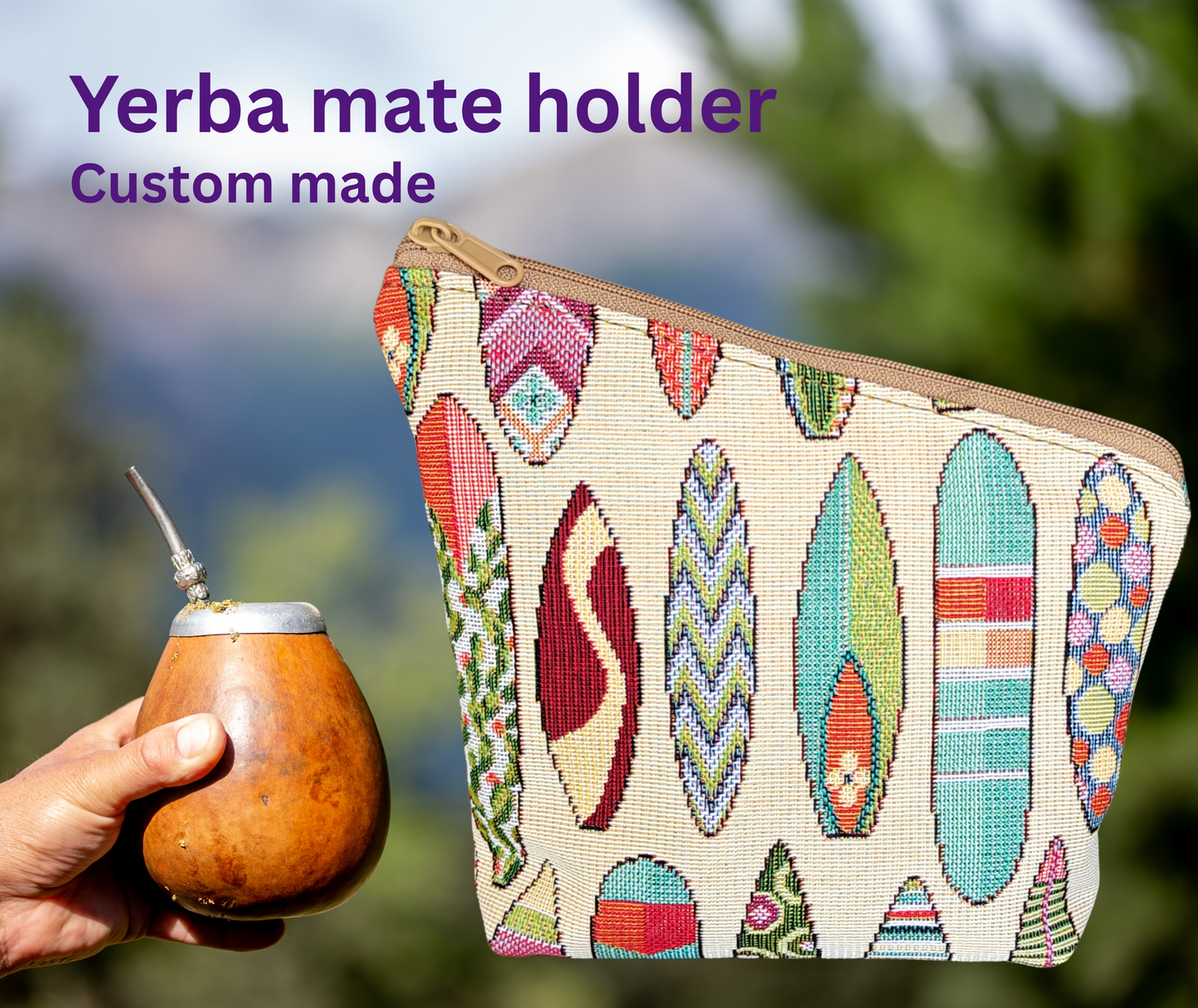Custom Yerba Mate Holder Bag – Handmade Storage Pouch for Mate – Travel-Friendly & Durable