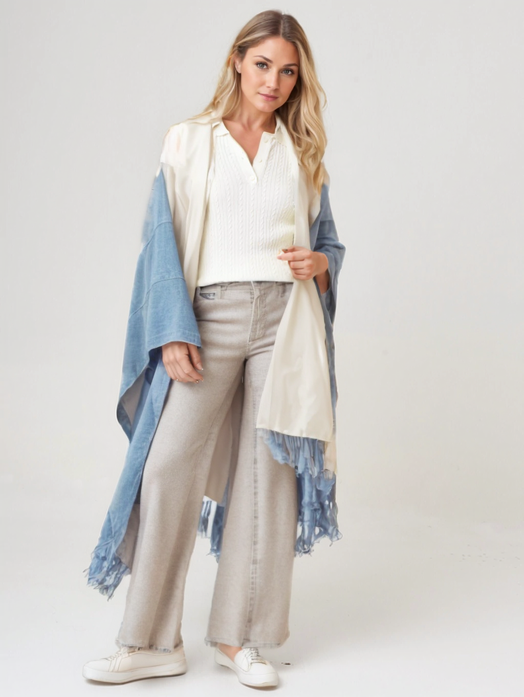 Lightweight  Ruana – Sol de Mayo  Embroidery | Summer & Mid-Season cape - Unisex