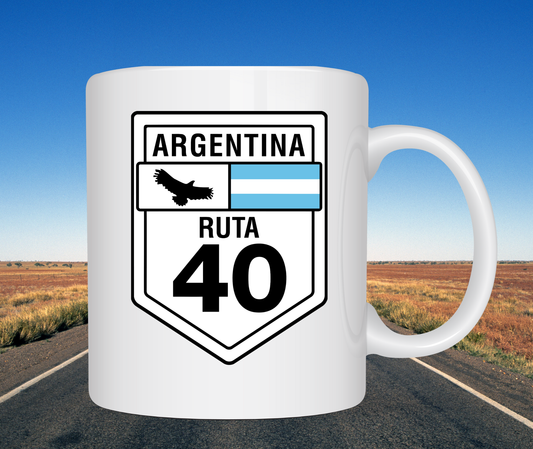 Argentina Route 40 Ceramic Mug – Travel Souvenir with Iconic Road Sign – 11 oz