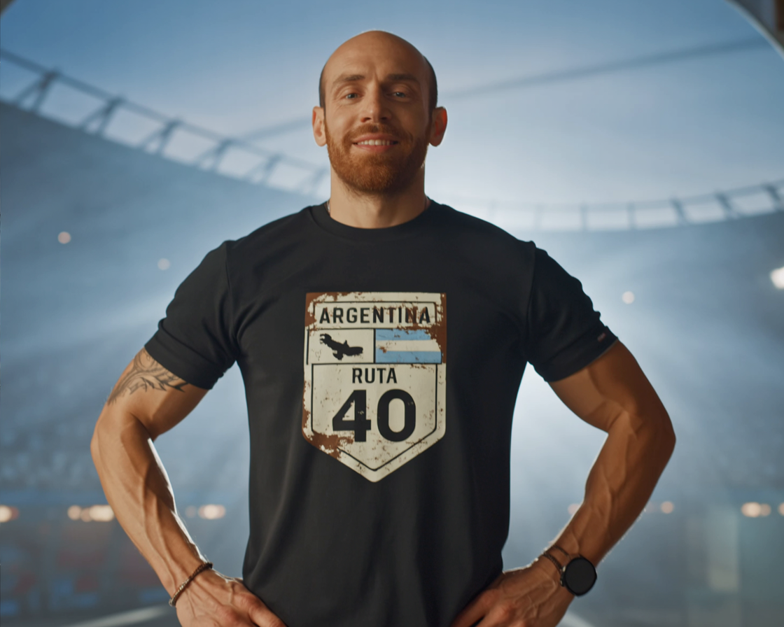 Ruta 40 T-Shirt — Premium Cotton, Classic Fit, Iconic Shield
