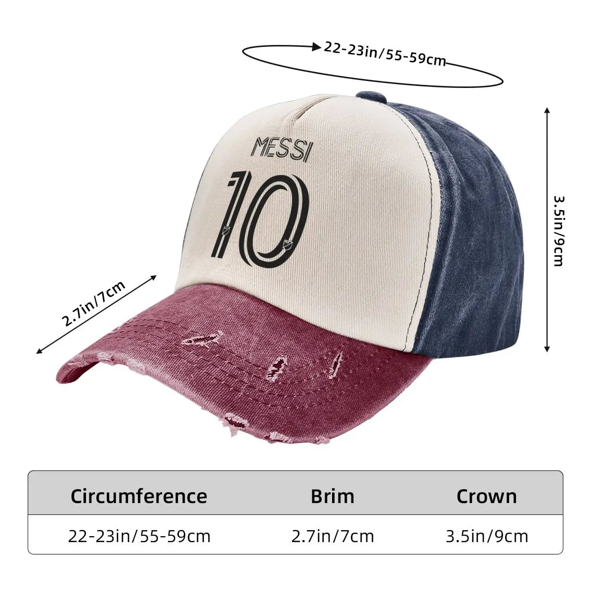 Retro Messi #10 Baseball Cap – Distressed Vintage Look | Unisex Adjustable Hat