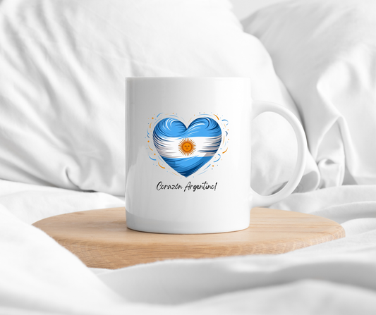 White glossy mug  Argentinian Heart - "Corazón Argentino"