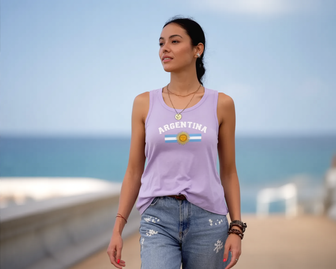 Argentina Tank Top — Lilac, Women’s, Flag & Sun of May
