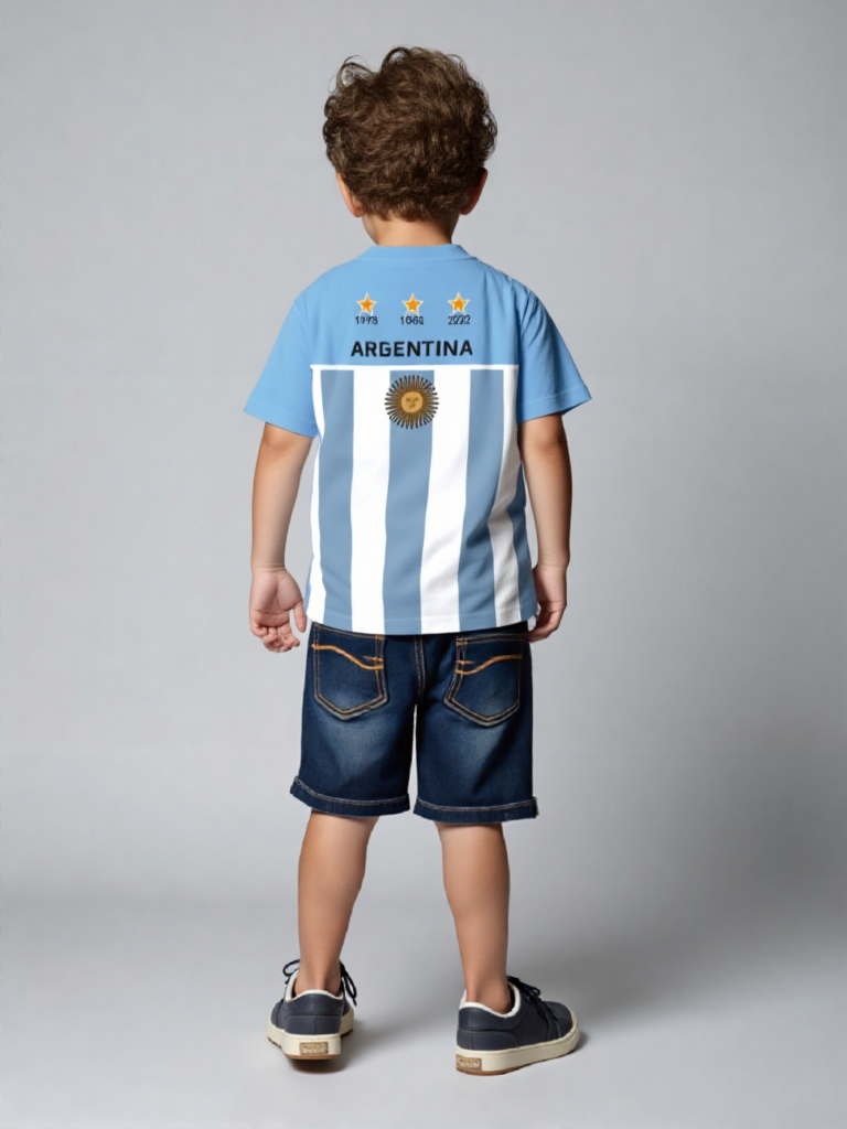 Argentina-Inspired Sports T-Shirt - Boys – Lightweight Summer Activewear"