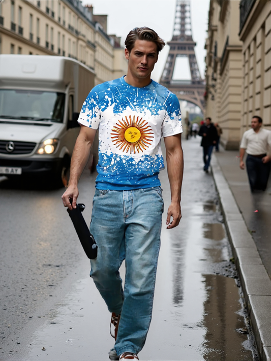 Argentina Printed T-Shirt – Fun, Casual Short Sleeve for Men | Streetwear Style